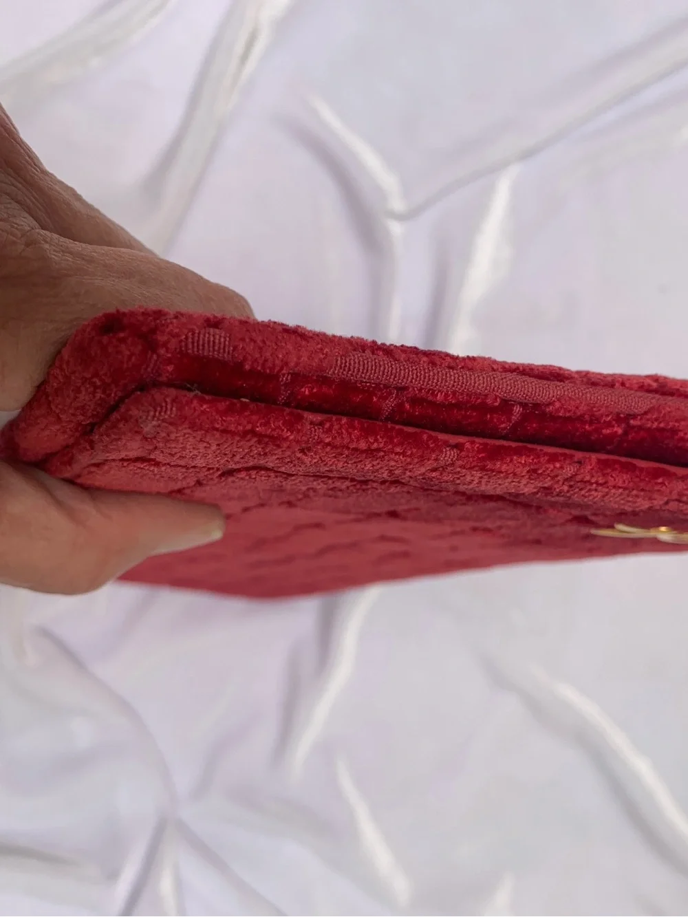 VINTAGE Roberta di Camerino Red Velvet Leather Lined Textured Clutch Bag